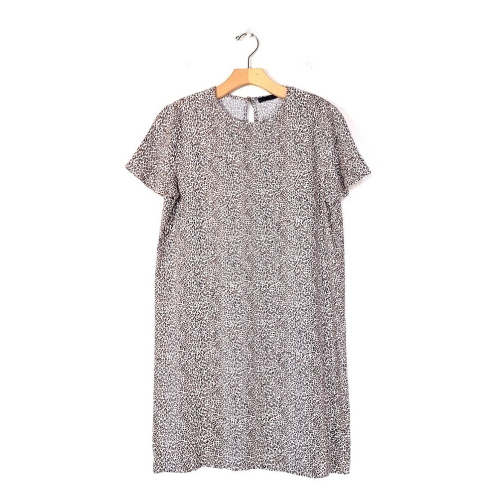JENNI KAYNE Leopard T-Shirt Dress Luxe Crew Short Sleeve Mini Animal Print Small